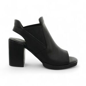 Miista Piper Black Leather Block Heel Slingback 37 6.5 Architectural Minimalist